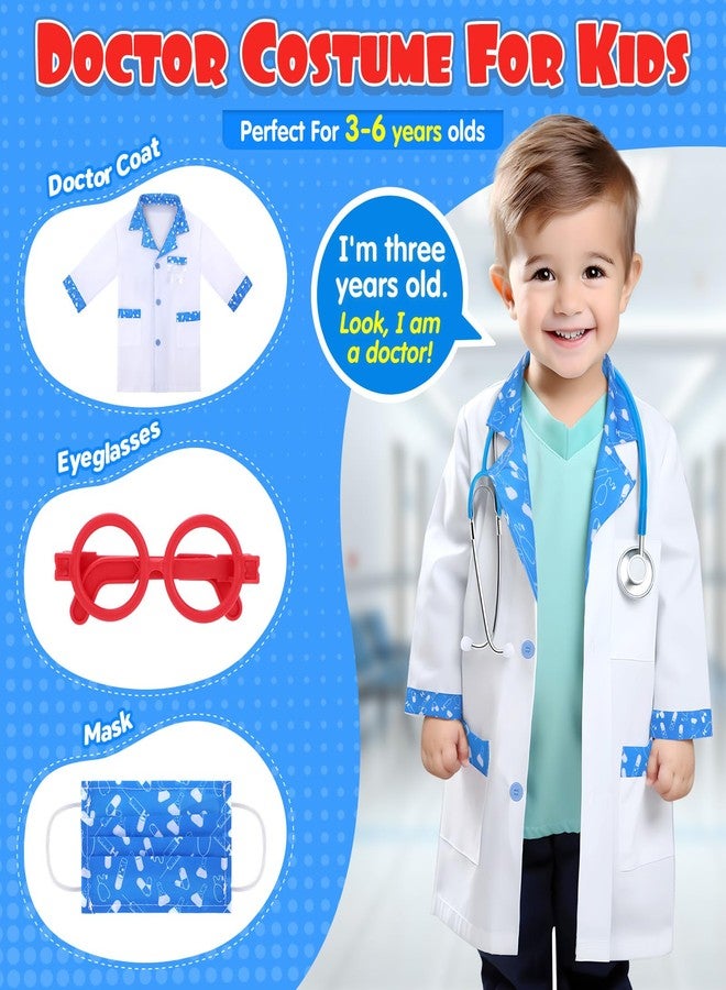 GINMIC Kids Doctor Play Kit, 22 Pieces Pretend Play Doctor Set with Roleplay Doctor Costume and Carry Case for Toddlers and Kids, Medical Dr Kit Toys for Girl Age 3 4 5 6 7 Year Old (Blue-1) - Image 4